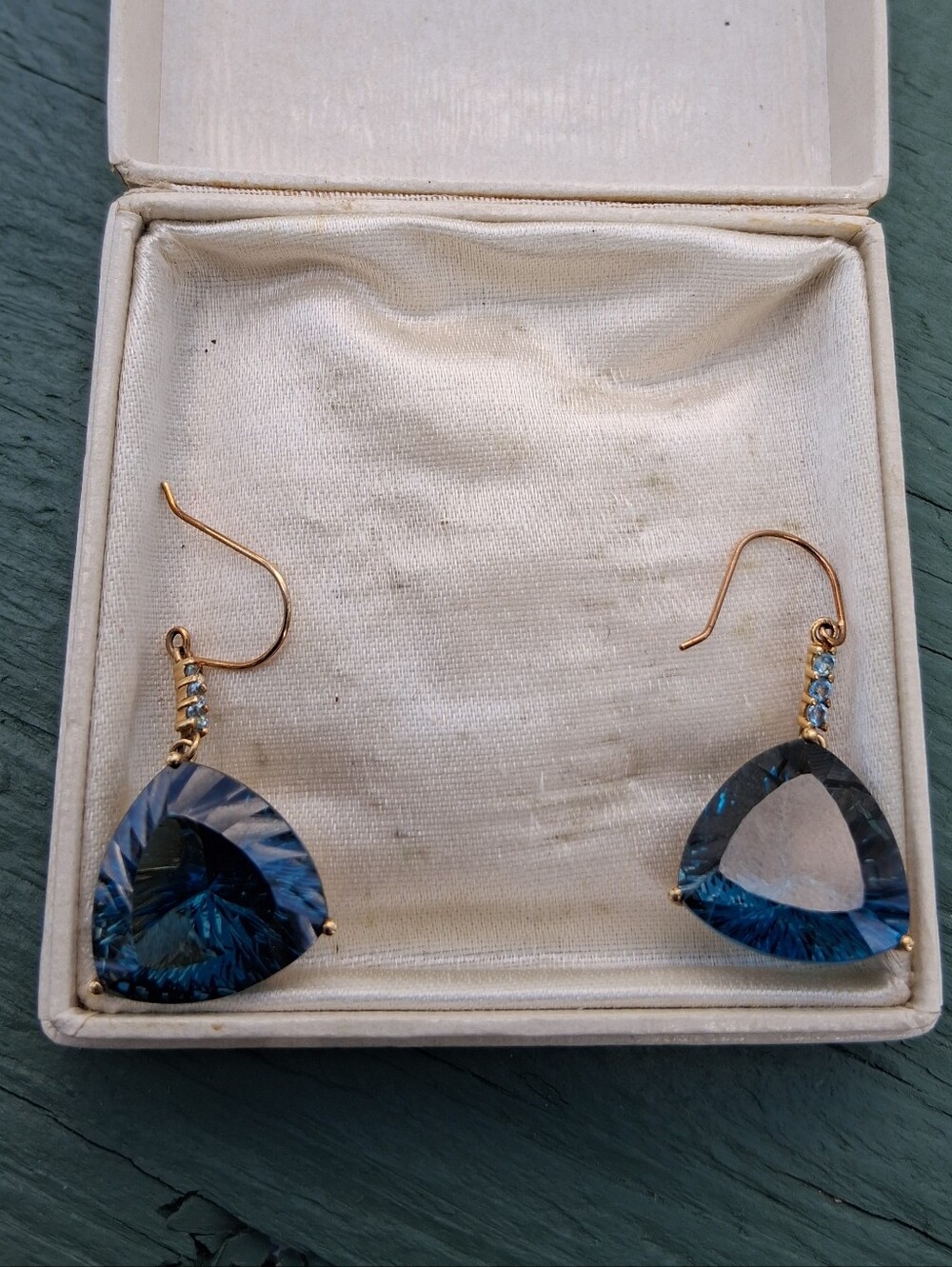 10Kt Gold 9 Carat London Blue Topaz Earrings